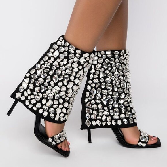 AZALEA WANG STOPPIN THE WHOLE SHOW STILETTO SANDAL IN BLACK ( BRAND NEW !!!!! - Picture 5 of 7